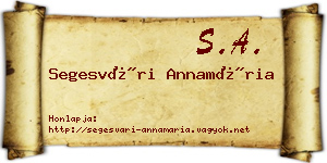 Segesvári Annamária névjegykártya