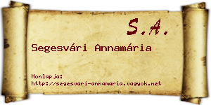 Segesvári Annamária névjegykártya